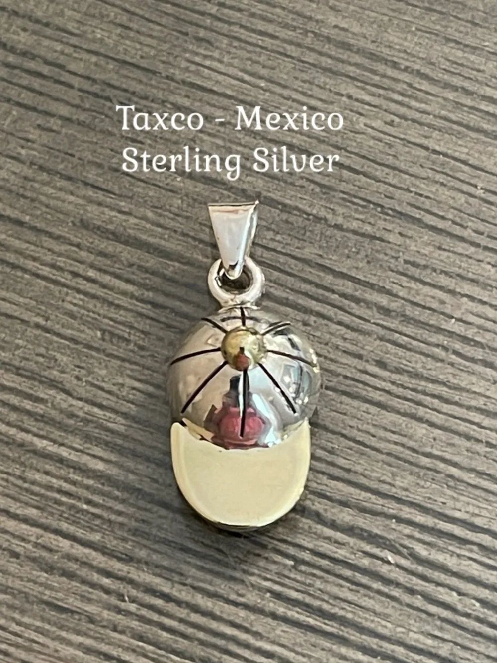 Vintage Taxco Sterling Silver Two-tone Baseball Hat - Cap Pendant MEXICO